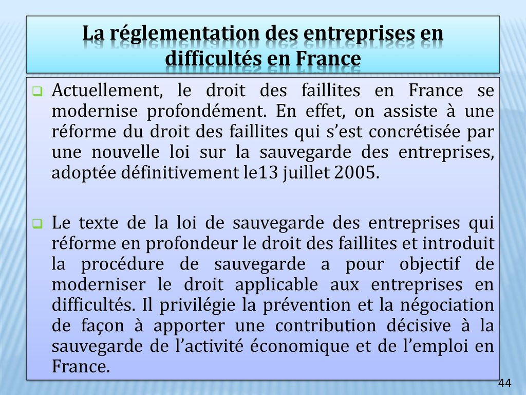 Les entreprises en difficultés économiques ppt télécharger